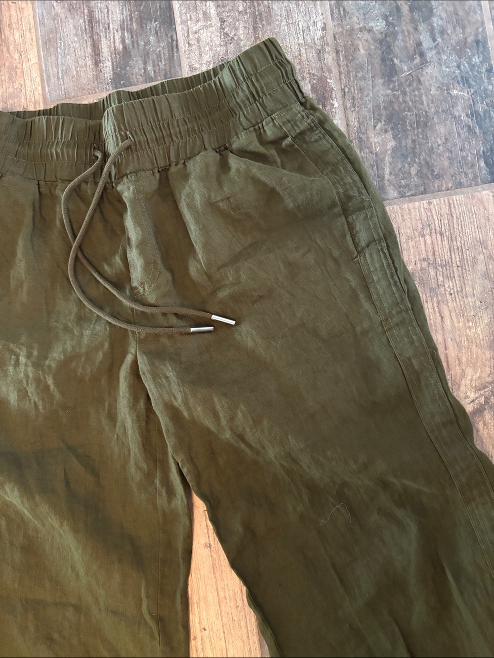 Quince (Size S) Women’s Olive Green Drawstring Linen Pants - Picture 2 of 6